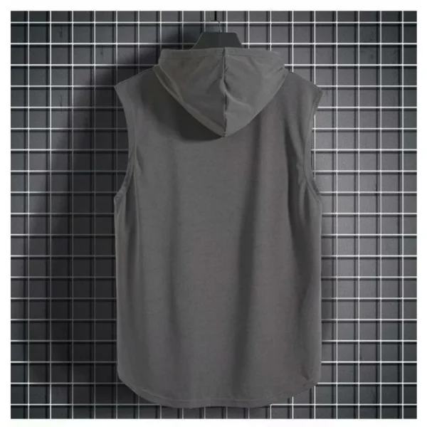 M-3XL Men's Tank Tops Vest Sleeveless Tees Hooded Male T Shirt Gym Exercise Sports Golf Shirt Korean Style Casual Solid Color - Image 3